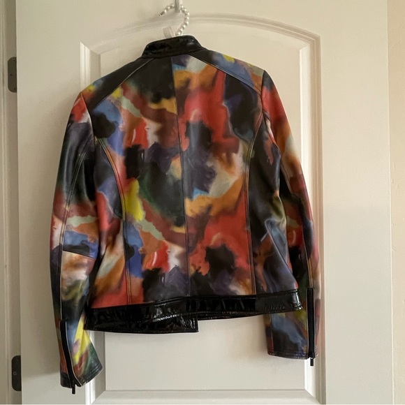Neiman Marcus Leather Biker Jacket
Tie-Dye Print
Zip Pockets & Zip Closure - Picture 2 of 5